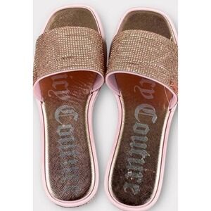 Juicy Couture Yasha Pink Rose Gold Rhinestone Slip On Slide Sandals Size‎ 9M